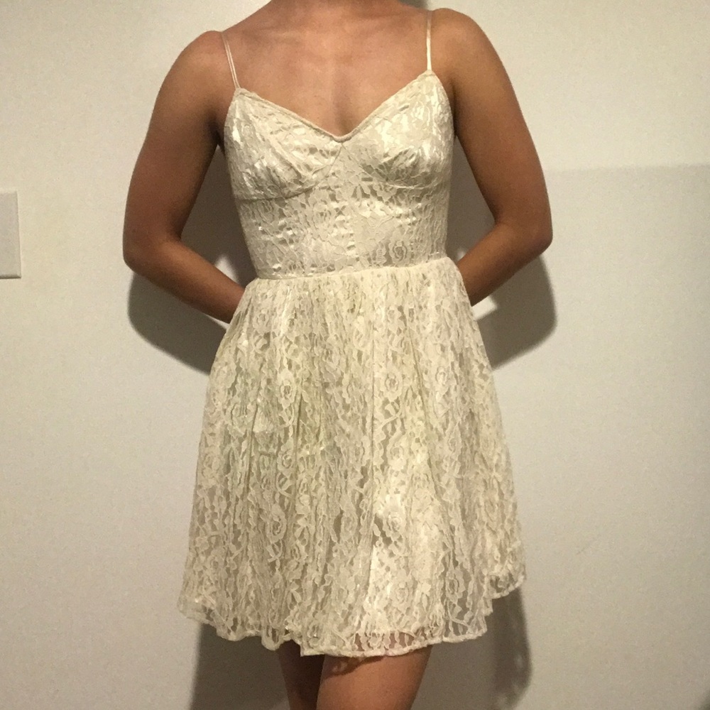 Urban Outfitters Pins and Needles Beige Lace Dress